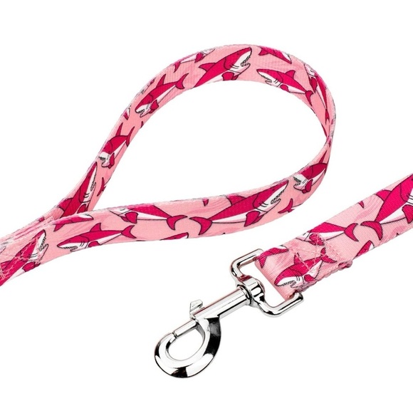 Country Brook Pets Pink Sharks Martingale Collar & Leash Sz M - Picture 6 of 7